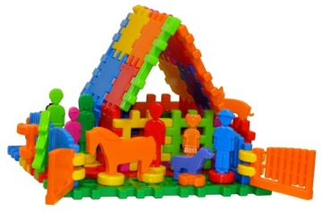 Klocki wafle DOM RODZINNY 64 el do budowy dzieci