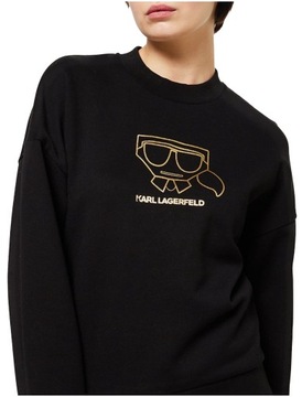 Bluza damska KARL LAGERFELD czarna z złotym logo L