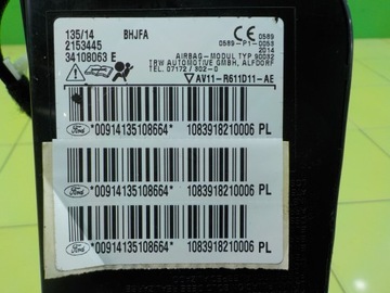 FORD B-MAX 1.4 B 14R 5D AIRBAG ULOŽENÍ SEDADLA LEVÝ PŘEDNÍ 34108063E