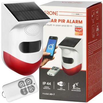 ALARM SOLARNY WiFi SYRENA + PILOT + APLIKACJA TUYA