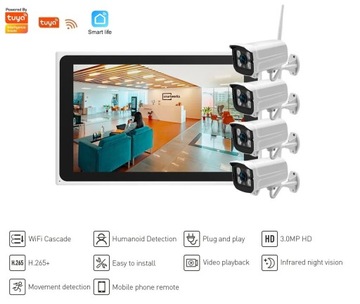 НАБОР ДЛЯ МОНИТОРИНГА 4–8 WiFi FULL HD 3-мегапиксельный ЖК-МОНИТОР NVR HDD-КАМЕРА КАМЕРА 1T TUYA