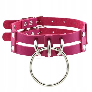 Choker naszyjnik skóra podwójny z kołem