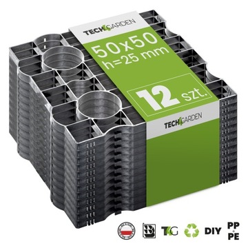 12 sztuk Kratka trawnikowa 50x50x2,5 ZESTAW Ogród