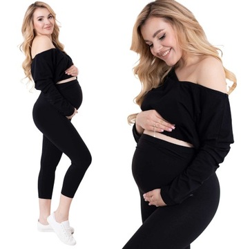 LEGGINSY CIĄŻOWE RYBACZKI Z PANELEM SPODNIE L