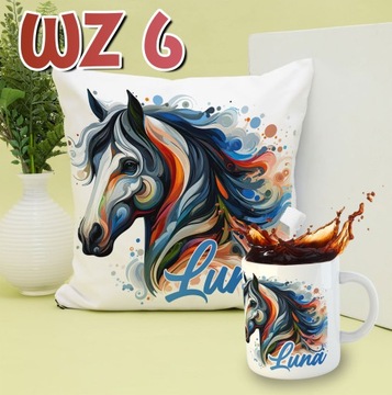 Набор подушка чашка лошади лошади цветочное венок венок цветочный название подарок