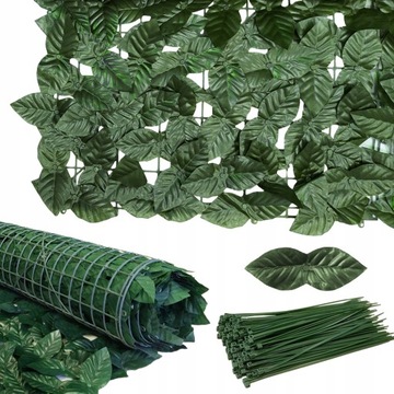 Sztuczny żywopłot siatka osłona na balkon liście mata cieniująca BEZ 0,5x5m