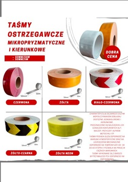 TAŚMA odblaskowa konturowa 50m OZNACZENIOWA BIAŁA ostrzegawcza