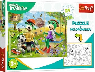 TREFL Puzzle 24 + Kolorowanka | Rodzina Treflików