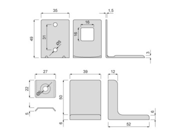 СЛОВАКСКИЙ УГЛОВОЙ МЕБЕЛЬНЫЙ КУЛОН, БЕЛЫЙ, 10 ШТ.