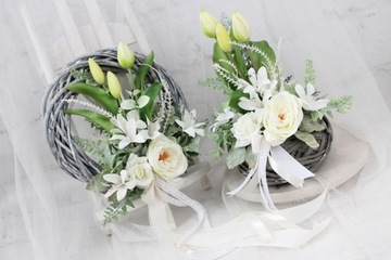 Весенний венок, украшение двери, тюльпаны, венок ЖЕЛТЫЙ