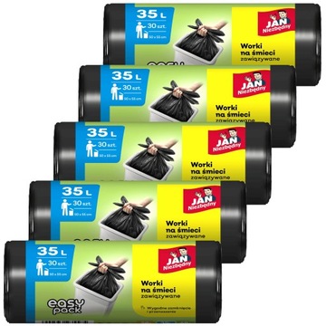 5X WORKI NA ŚCMIECI EASY PACK CZARNE 35L NIEZBĘDNY