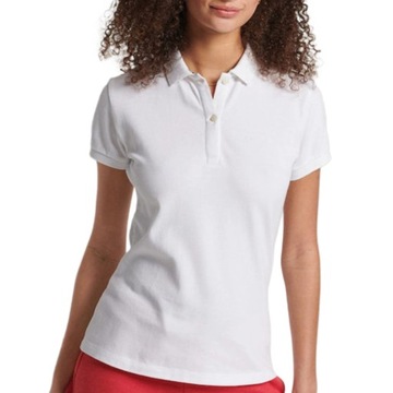 Koszulka damska polówka SUPERDRY biała bawełniana polo r XS