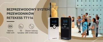 Retekess TT116 System Przewodnika, System Interpretacji Językowej, 200m