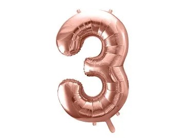 Balon foliowy Cyfra 3 Rose Gold Różowe Złoto 86cm