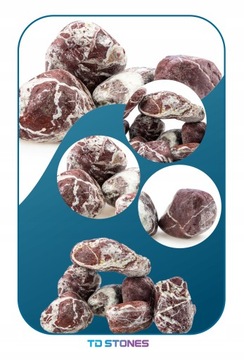 Аквариумный камень, галька, красный, 1 кг, 5-15 см.