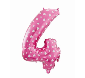 Balon Foliowy 80 cm Różowy URODZINY CYFRA 4HEL