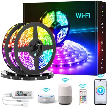 TAŚMA LED RGB WIFI 5050 MUZYKA ZAROWKA LAMPA 10M ZESTAW PASEK z PILOT APP