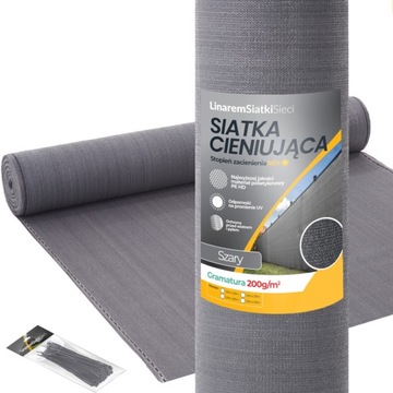 SIATKA CIENIUJĄCA 95% MASKUJĄCA 1,5x25m OSŁONA NA PŁOT OGRODZENIE SZARA +UV
