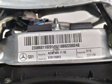 MERCEDES CL203 ULOŽENÍ VZDUCHOVÁ ŘIDIČE AIRBAG A2308601102