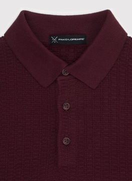Bordowy sweter polo męski Bawełniany Pako Lorente roz. L