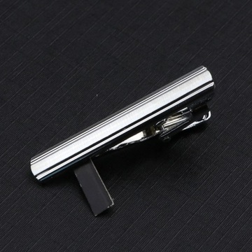 Men's Black Metal Tie Clip Bright Chrome Stainless