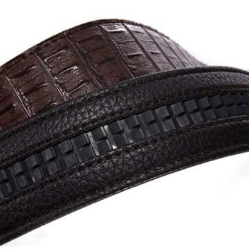 Классический мужской ремень-трещотка без пряжки, натуральная кожа C, темно-коричневый
