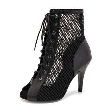 ТАНЦЕВАЛЬНЫЕ ТУФЛИ НА ВЫСОКИХ КОЖАНЫХ ЗАВЯЗКАХ, 10см