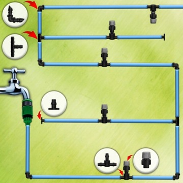СИСТЕМА КАПЕЛЬНОГО ОРОШЕНИЯ ВОДЯНАЯ ЗАВЕСА РАСПЫЛИТЕЛЬ ТУМАНА НАБОР 20М