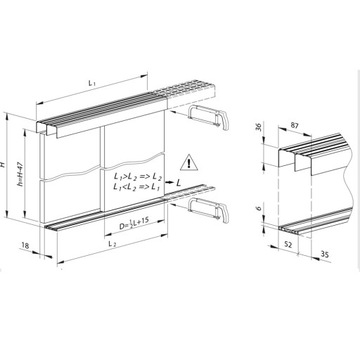 Профиль С18 для SLID'UP 280 для стекла 4-6 мм, серебристый