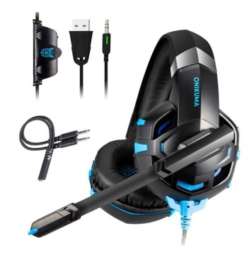 Słuchawki gamingowe dla graczy mikrofon LED RGB PC