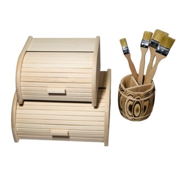 Chlebak Naturalny Drewniany Mały Decoupage DIY