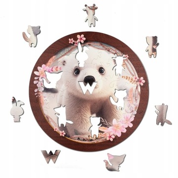 Puzzle drewniane Biały Miś 40 elementów XL