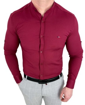 Koszula meska bordowa ze stojka slim fit logo XXL