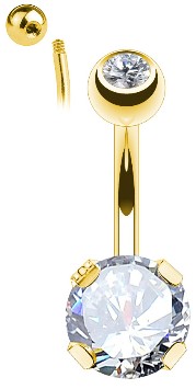 ЗОЛОТЫЕ СЕРЬГИ НА ПУПУ ЦИРКОНИЙ, КРИСТАЛЛ SS316L