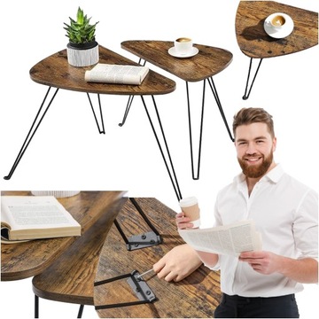 Zestaw 2 stolików kawowych okrągłych Stolik Industrialny Loft Designerski