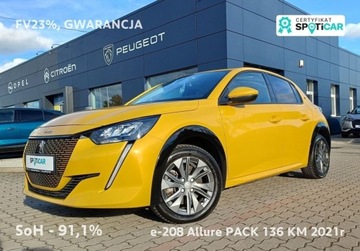 Peugeot 208 II e-208 Elektryczny 136KM 2021 Peugeot 208 215 e-208 ALLURE PACK 136 KM I wl. Gwarancja FV23