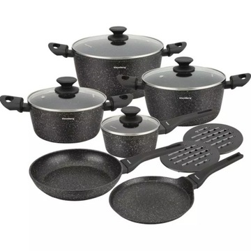 KOMPLET GARNKÓW MARMUROWYCH 2x PATELNIA Rondel GARNKI ZESTAW