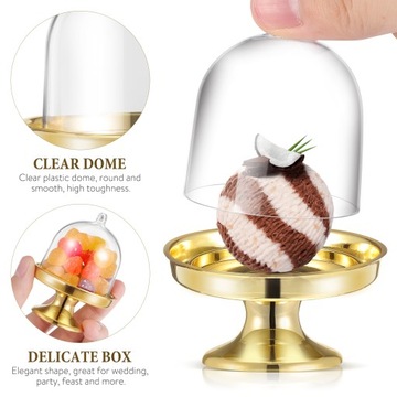 12 SZT PLASTIKOWYCH MINI PUDEŁKA NA CIASTA ZE ZŁOTĄ PODSTAWĄ