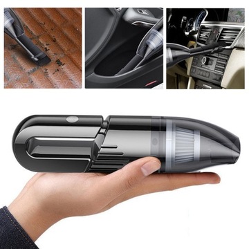 Портативный автомобильный пылесос с высокой мощностью всасывания, беспроводной для влажной и сухой уборки.