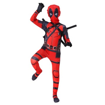 KOSTIUM DEADPOOL ZESTAW 2 MIECZE DLA DZIECI PRZEBRANIE DEADPOOLA STRÓJ 130
