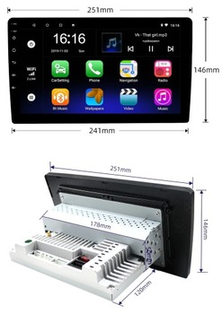 АВТОМОБИЛЬНОЕ РАДИО 1DIN ANDROID GPS 10 футов 2/32 ГБ WIFI