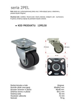 Набор из 4 шт. колеса фи 50, шкаф, полка 12ПЭЛ50