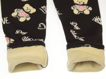 CIEPŁE legginsy 6969-B GETRY OCIEPLONE GRUBYM POLAREM miś 158/164