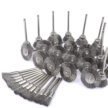 ZESTAW SZCZOTEK DRUCIANYCH INOX DO USUWANIA BURRS RUST 45 EL.