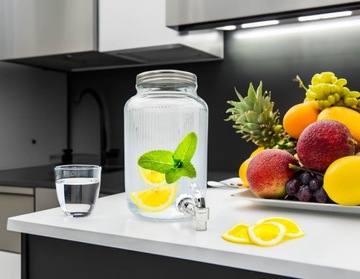 Стеклянная банка с краном для лимонадного сока, 5 л.