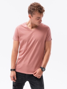 T-shirt męski bawełniany basic S1369 koralowy M