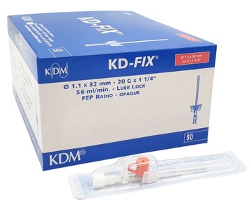 Wenflon kaniula KD-FIX 1,1x32mm 20G 50 szt Różowe