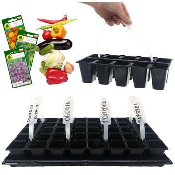 Мультигоршок для посева рассады с поддоном, подставкой, 40 шт + ручка