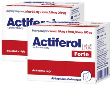 Actiferol Fe Forte 30mg Innowacyjne Żelazo + Kwas Foliowy 60 Kapsułek