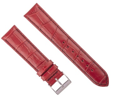 Skórzany czerwony pasek do zegarka męskiego 20 mm Bisset BS-123 Skóra 20mm